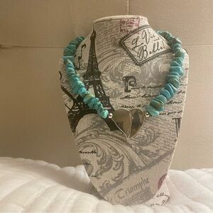 Jay King Turquoise Necklace with Silver Heart Pendant